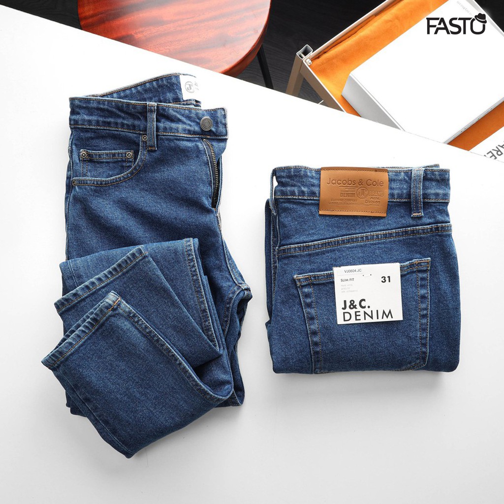Quần Jean denim Nam cao cấp xanh đá đậm JACOBS & COLE - Thời trang nam FASTO