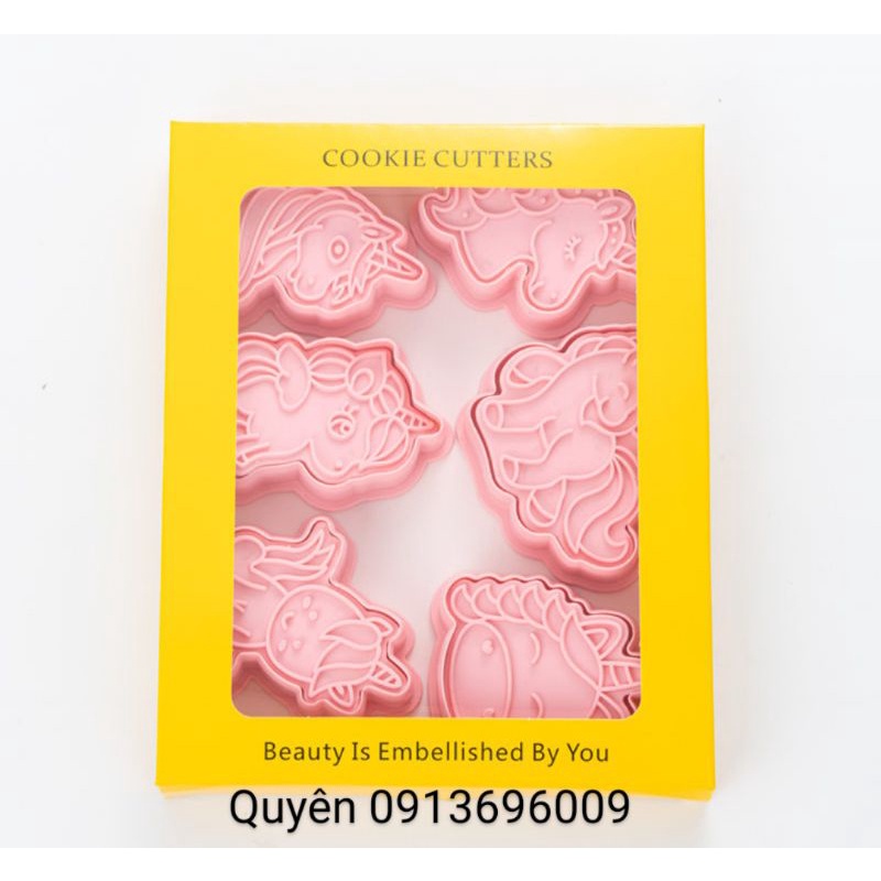 Bộ Khuôn bánh quy, bánh qui, cookie, bánh cookies NGỰA PONY bằng nhựa 6 mẫu