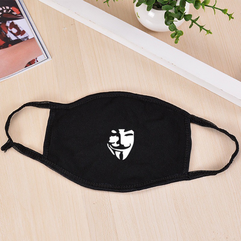 Khẩu trang in hình hacker anonymous màu đen vải cotton chống bụi độc đáo Anime/Manga thiết kế sáng tạo | BigBuy360 - bigbuy360.vn