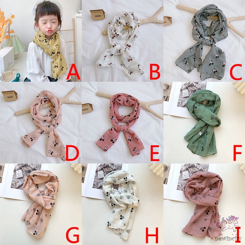 Set 3 khăn choàng cổ hoạ tiết hoạt hình cho bé