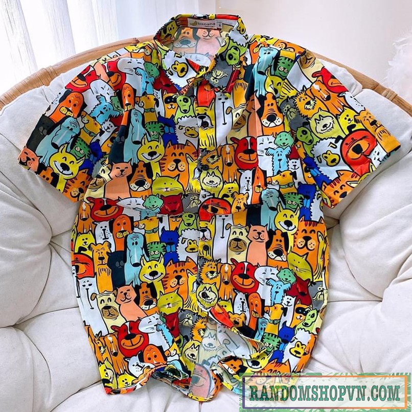 Áo sơ mi hoạ tiết cún dễ thương.