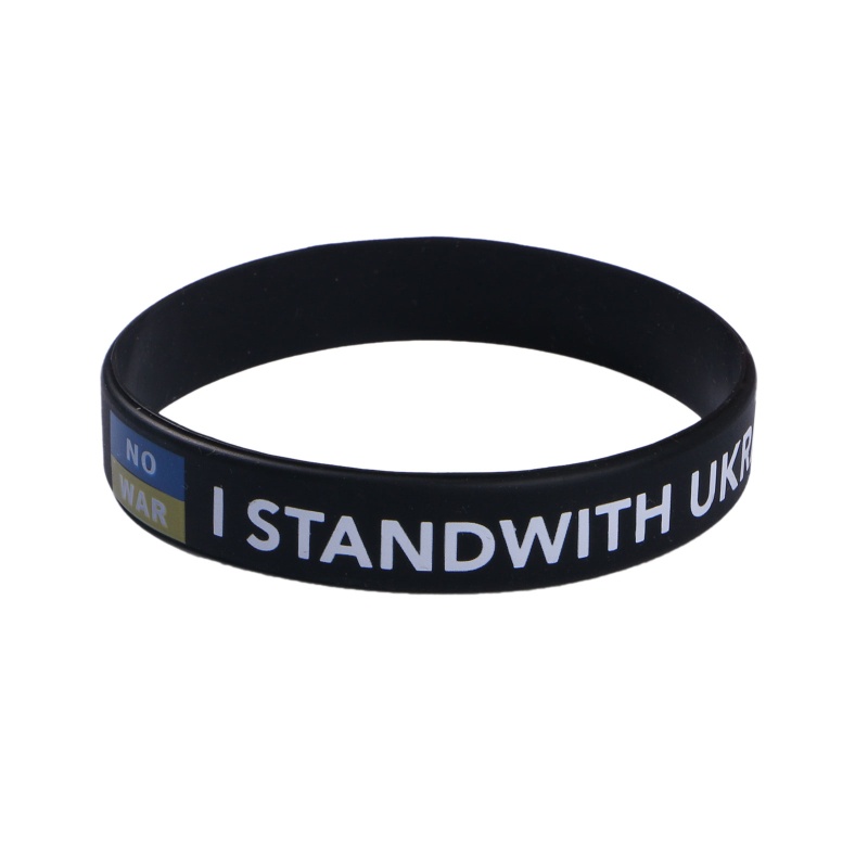 Vòng Tay Silicone Co Giãn Màu Vàng Hình Lá Cờ Ukraine