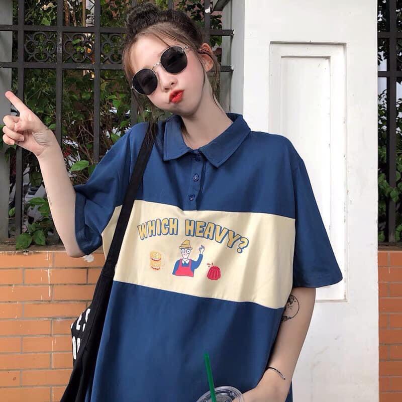 Áo Polo chữ WHICH form rộng tay lỡ  Áo thun nam nữ unisex phong cách Hàn Quốc 22021