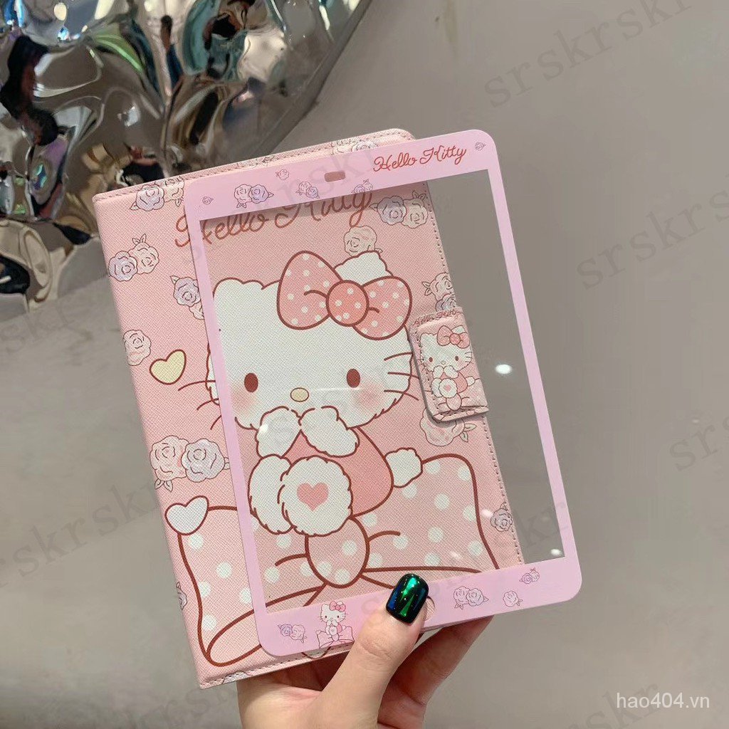 Bao da máy tính bảng nắp gập in hình Hello Kitty Melody hoạt hình cho ipad 5 6 7 9.7 10.2 10.5 Air2/3 Pro Mini1/2/3/4/5