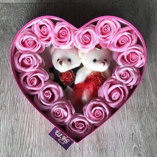 Trái tim hoa sáp thơm 2 gấu