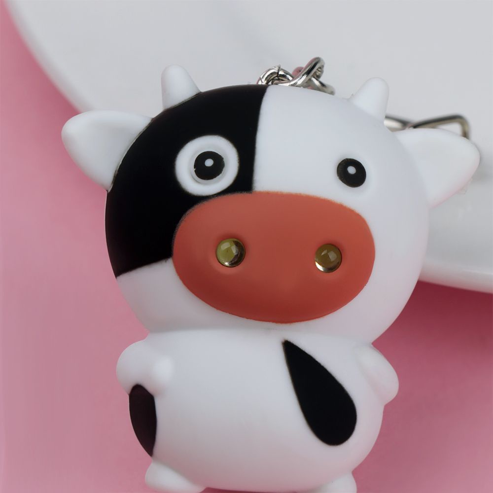 ANEMONE Móc khóa đèn LED mini hình bò sữa hoạt hình dễ mang theo thiết kế nhỏ gọn quà tặng nội địa