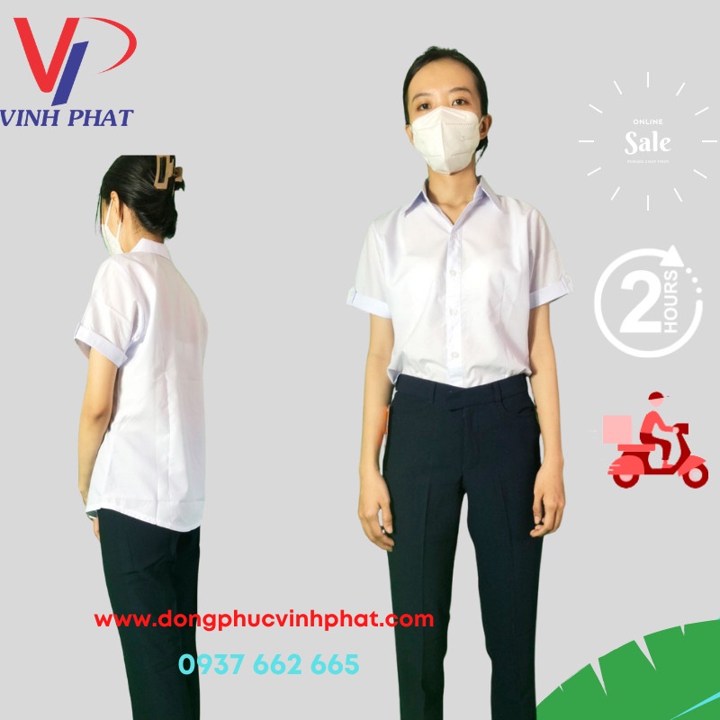 Áo Trắng Đi Học Nữ Học Sinh Giá Tốt Cấp 1,2,3 Đủ Size Chất Đẹp - Đồng Phục Vĩnh Phát