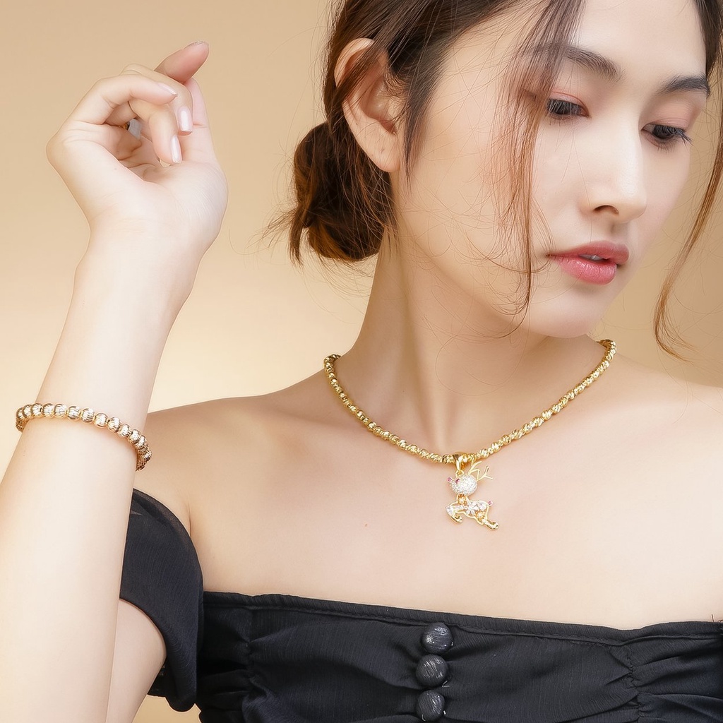 Mặt Dây Chuyền Con Tuần Lộc UHA mạ vàng 18K kiểu dáng sang trọng M1159143-105