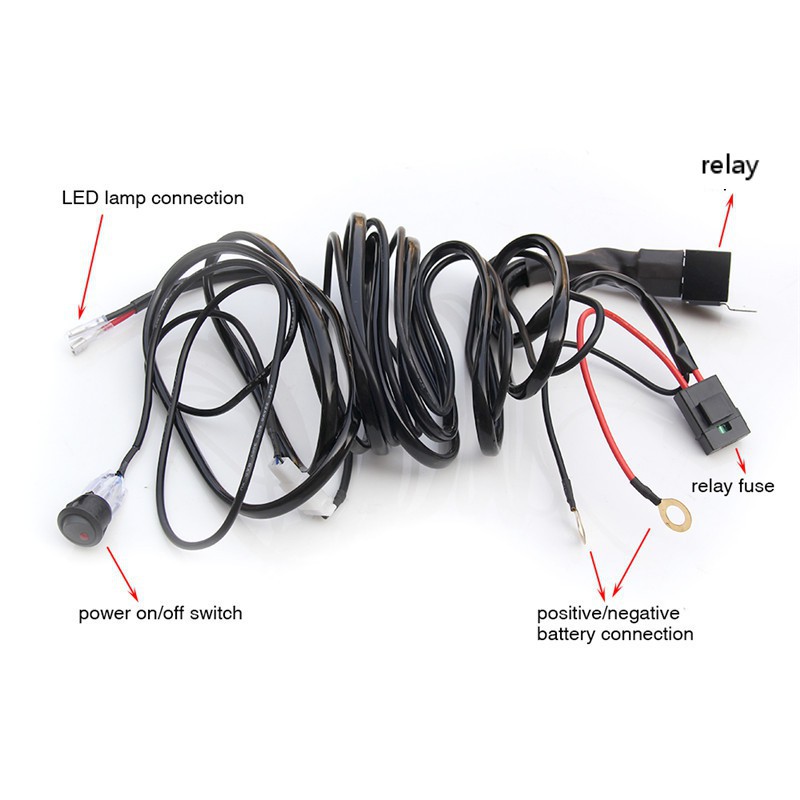 Dây cáp rơ le đèn LED 3m cho Uaz Atv Off Road 4x4 22 32 42 50 52 Inch