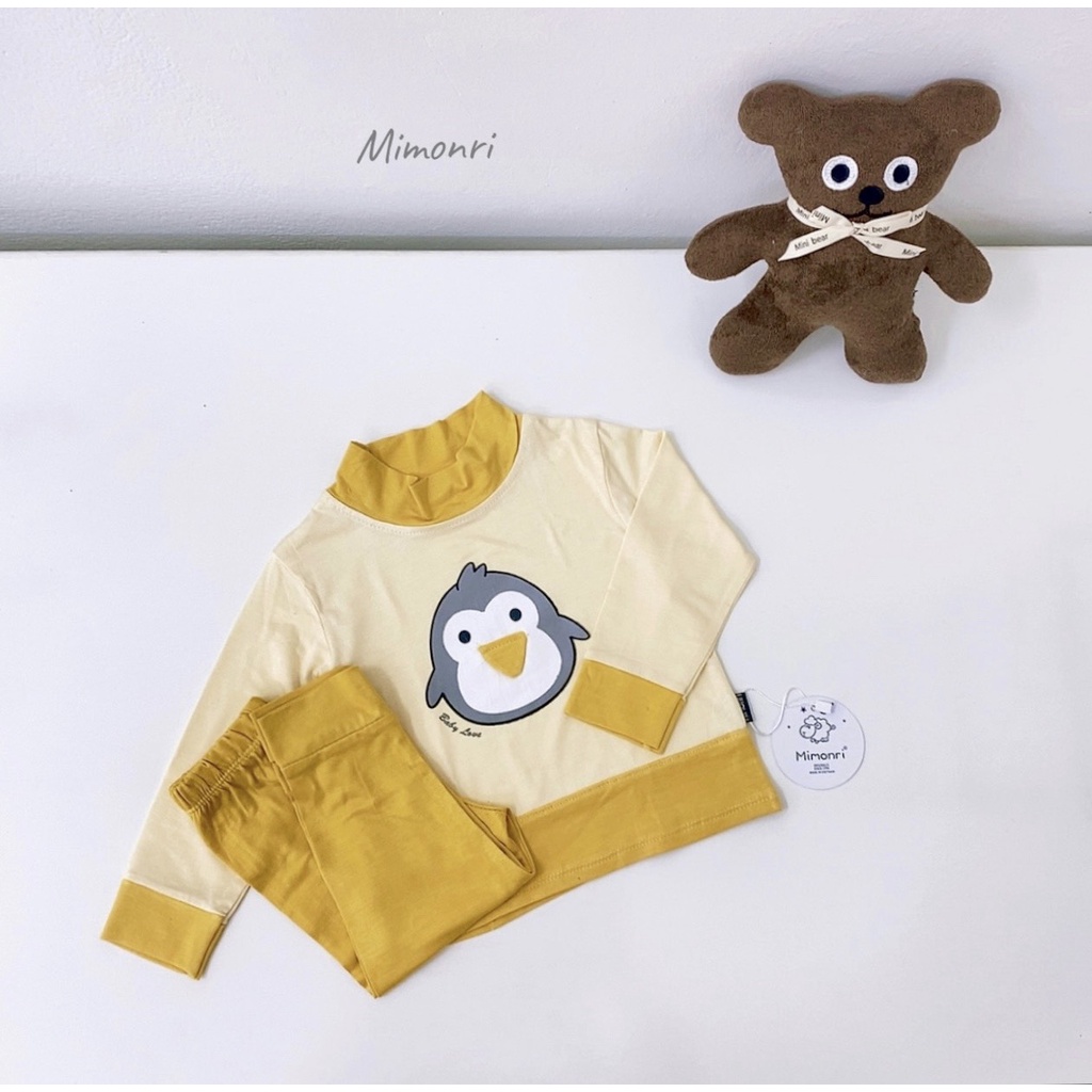 [SALE] Bộ Thun Lạnh Dài Tay Bé Trai, Bé Gái KIMCHIBABY Cổ 3P 3D Vịt Vàng, Bộ Quần Áo Cho Bé Mặc Nhà KWTD2214