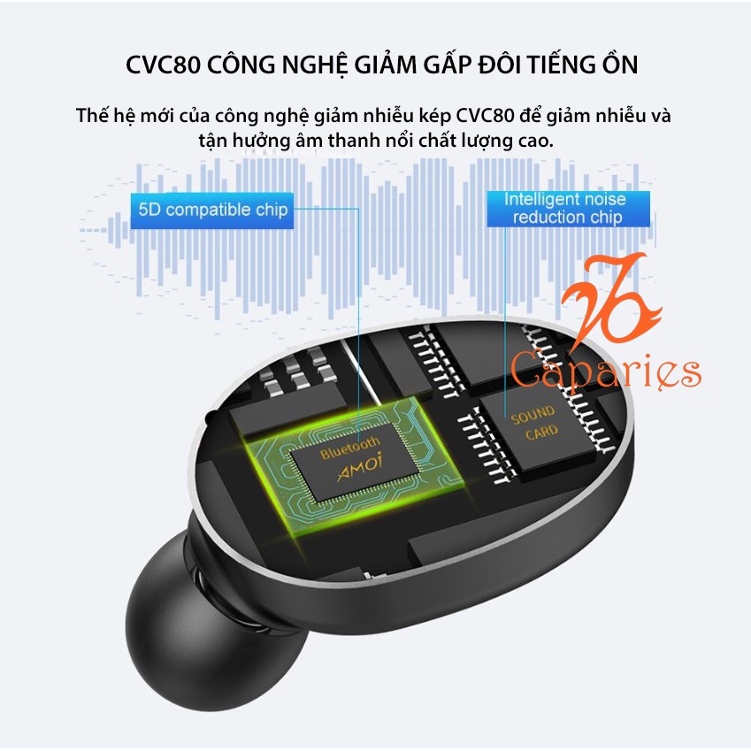 Tai nghe true wireless AMOI F9 | Bản QUỐC TẾ | Bluetooth 5.0 | Pin 280 giờ |Chống Ồn | Chống Nước | sạc dự phòng 2019