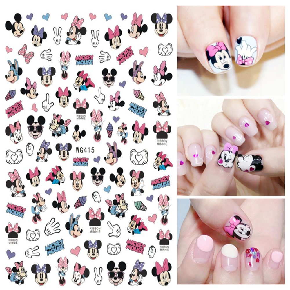 [Hàng mới về] Sticker dán trang trí móng tay họa tiết chuột Mickey Minnie đáng yêu