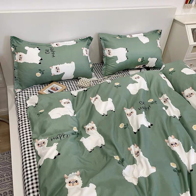Bộ chăn ga gối Cotton Poly hoạ tiết cừu khủng long MÂY BEDDING đủ kích thước nệm