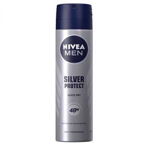 Xịt ngăn mùi Nivea Men Silver Protect 150ml phân tử bạc ngăn khuẩn gây mùi vượt trội