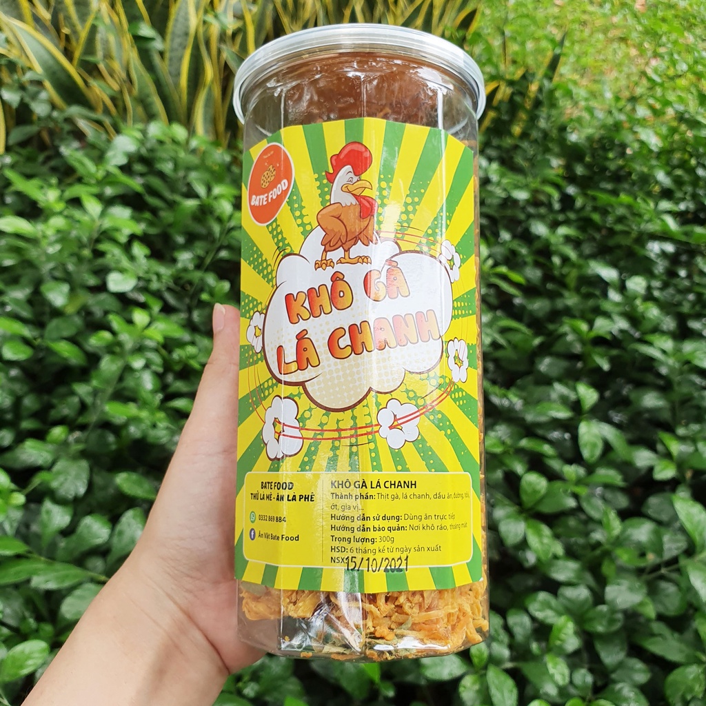 Khô Gà Lá Chanh 300g Siêu Ngon Loại 1, Có túi nhỏ dùng thử I Ăn Vặt Bate Food