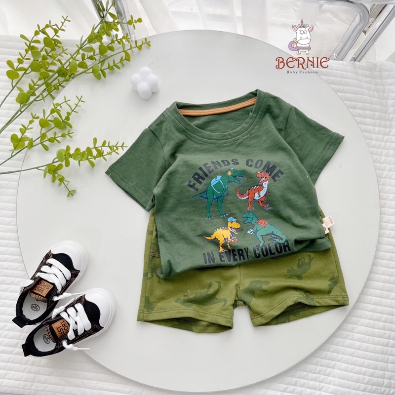 Bộ short cotton khủng long bé trai-MS73