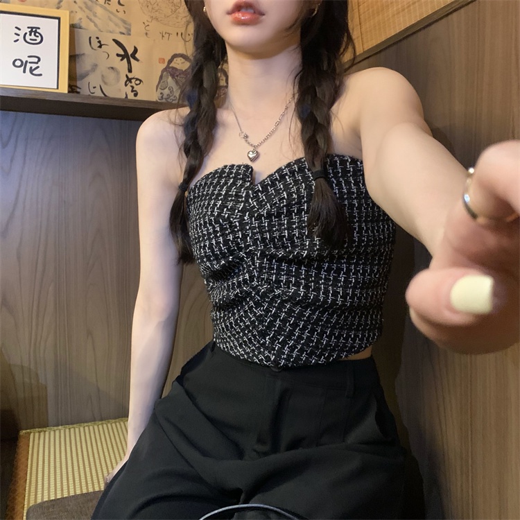 XIAO ZHAI NV QADCOL Áo Ống Thiết Kế Độc Đáo Phong Cách Hàn Quốc Cá Tính Cho Nữ