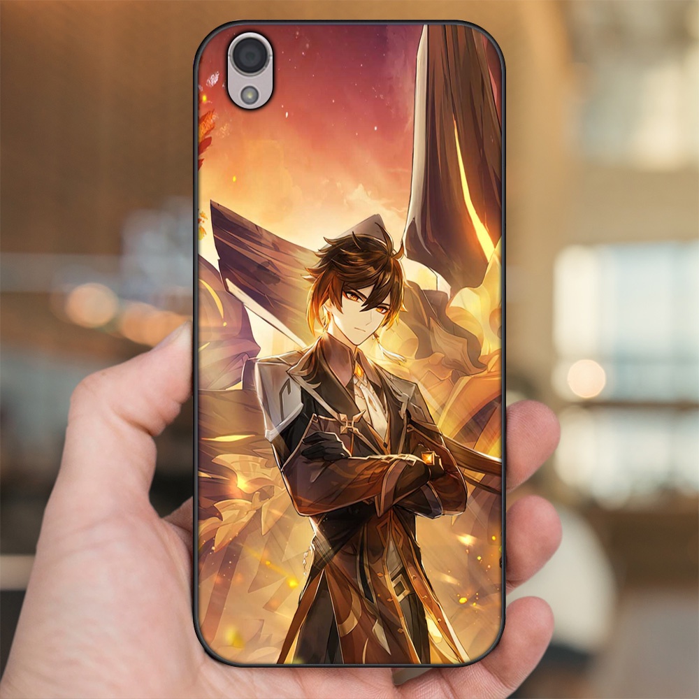 Ốp lưng Oppo A37 Neo 9, F1 Plus viền đen in hình Zhongli Genshin Impact