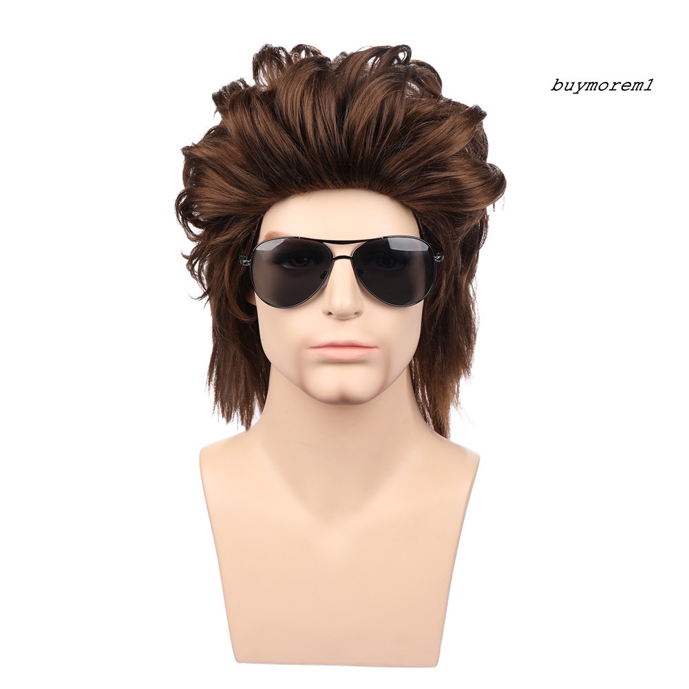 BUYME Halloween Cosplay Men Short Wig Curly Fluffy Faux Hair Party Prop Gift Hairpiece