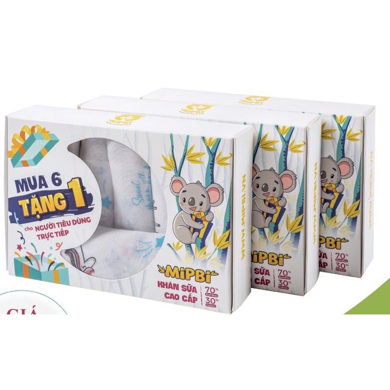 [CHÍNH HÃNG] Combo 2 hộp khăn sữa cotton sợi tre mềm mại cho bé in họa tiết kích thước 30x30 Mipbi