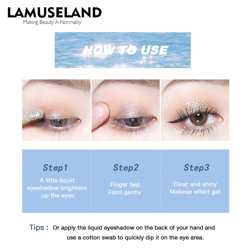 Phấn mắt LAMUSELAND LA4004 dạng lỏng 8 màu nhũ lựa chọn lấp lánh 3.5g