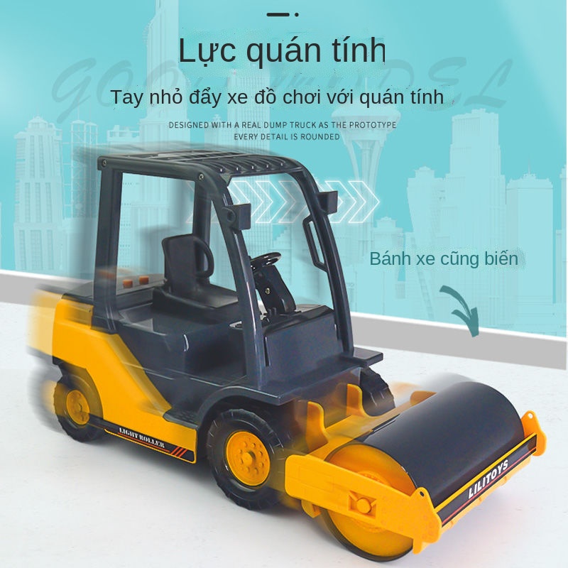 ♗►❣Đồ chơi con lăn lớn chống rơi máy đầm mô hình xe kỹ thuật quán tính dành cho trẻ em cậu bé 2-3 tuổi 4 bé Lili