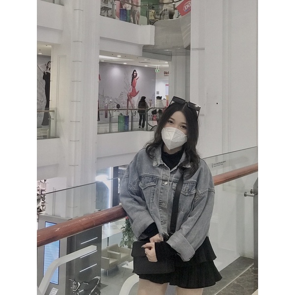 Áo khoác jeans croptop kèm ảnh thật