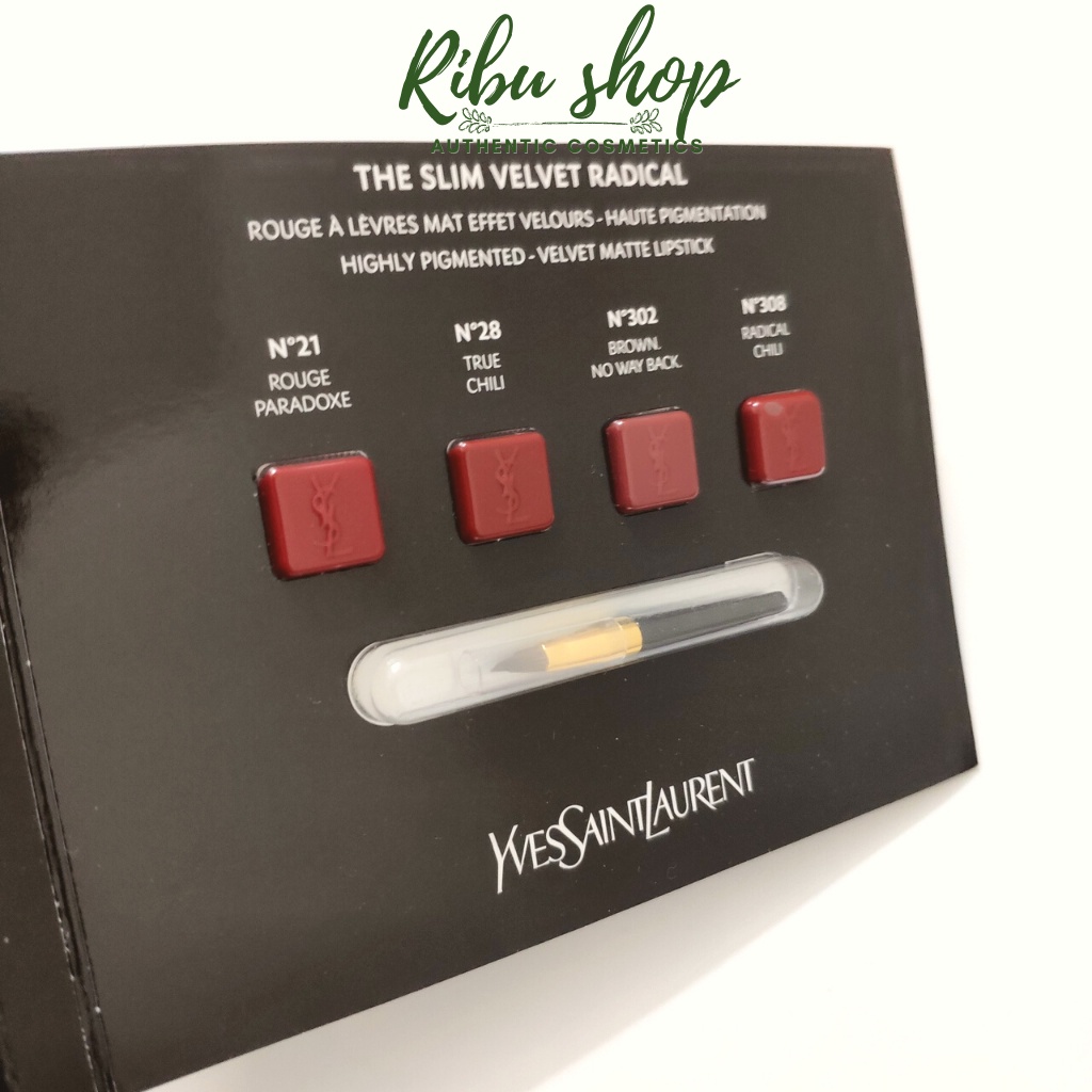 Mẫu thử sample son lì YSL The slim velvet radical 4 ô kèm cọ - Ribu shop