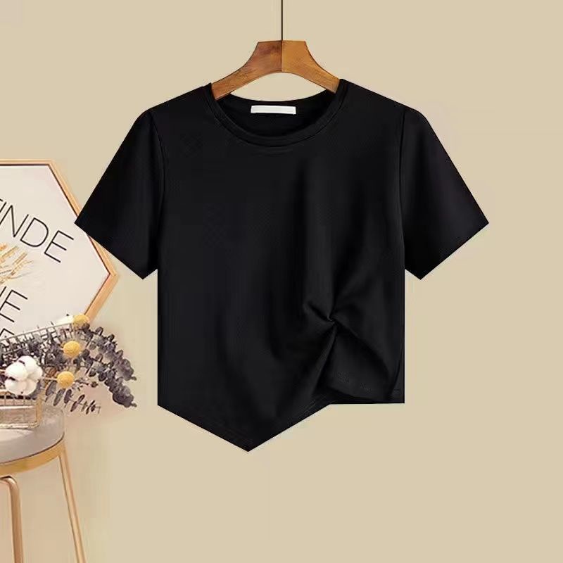 Set Áo Thun Ngắn Tay Và Quần Short Lưng Cao Thời Trang Mùa Hè