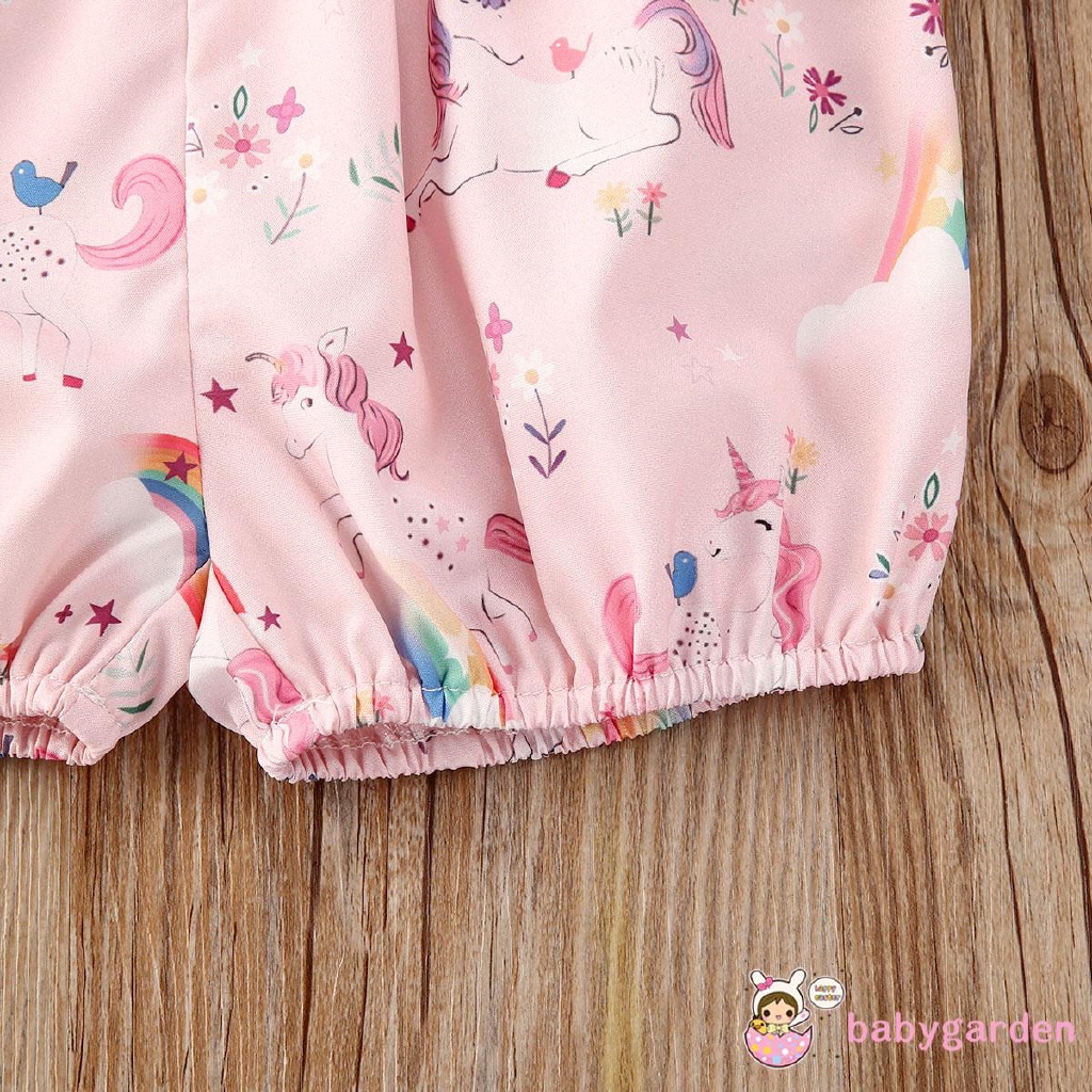 Áo liền quần họa tiết kỳ lân hoạt hình xinh xắn đáng yêu dành cho bé gái