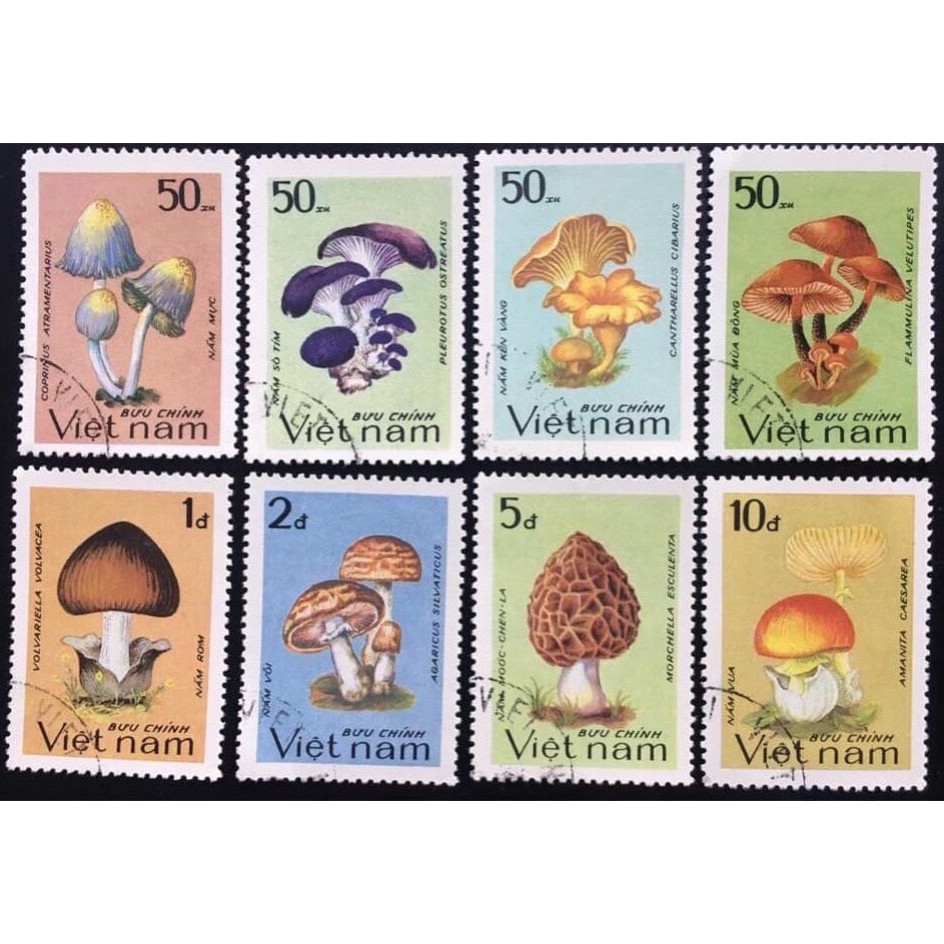 Bộ Tem Sưu Tầm Việt Nam Chủ Đề Các Loại Nấm - 8 Con Stamps.