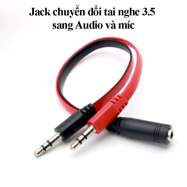Jack chuyển đổi tai nghe 3.5 sang Audio & Mic dùng trên laptop máy tính, Cáp Chia 3.5mm( đen đỏ) | WebRaoVat - webraovat.net.vn
