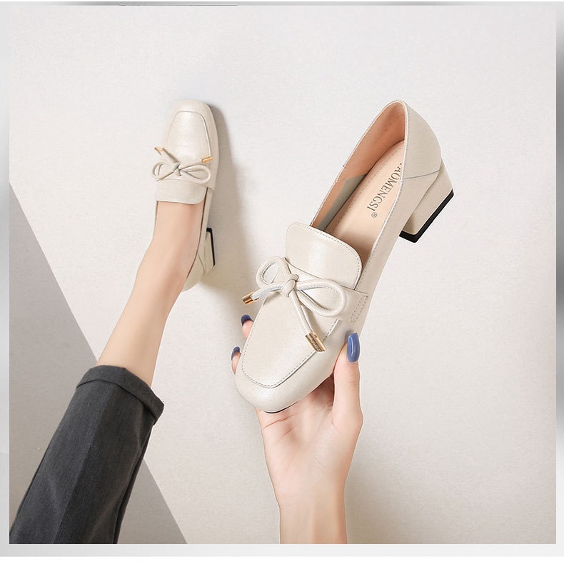 Giày Da Đế Dày Size Lớn 41-43 Phong Cách Anh Quốc Cho Nữ