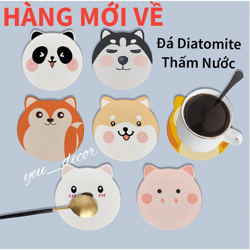 Đế Lót Ly, Miếng Lót Cốc Thấm Nước Cao Cấp Bằng Đá Diatomite