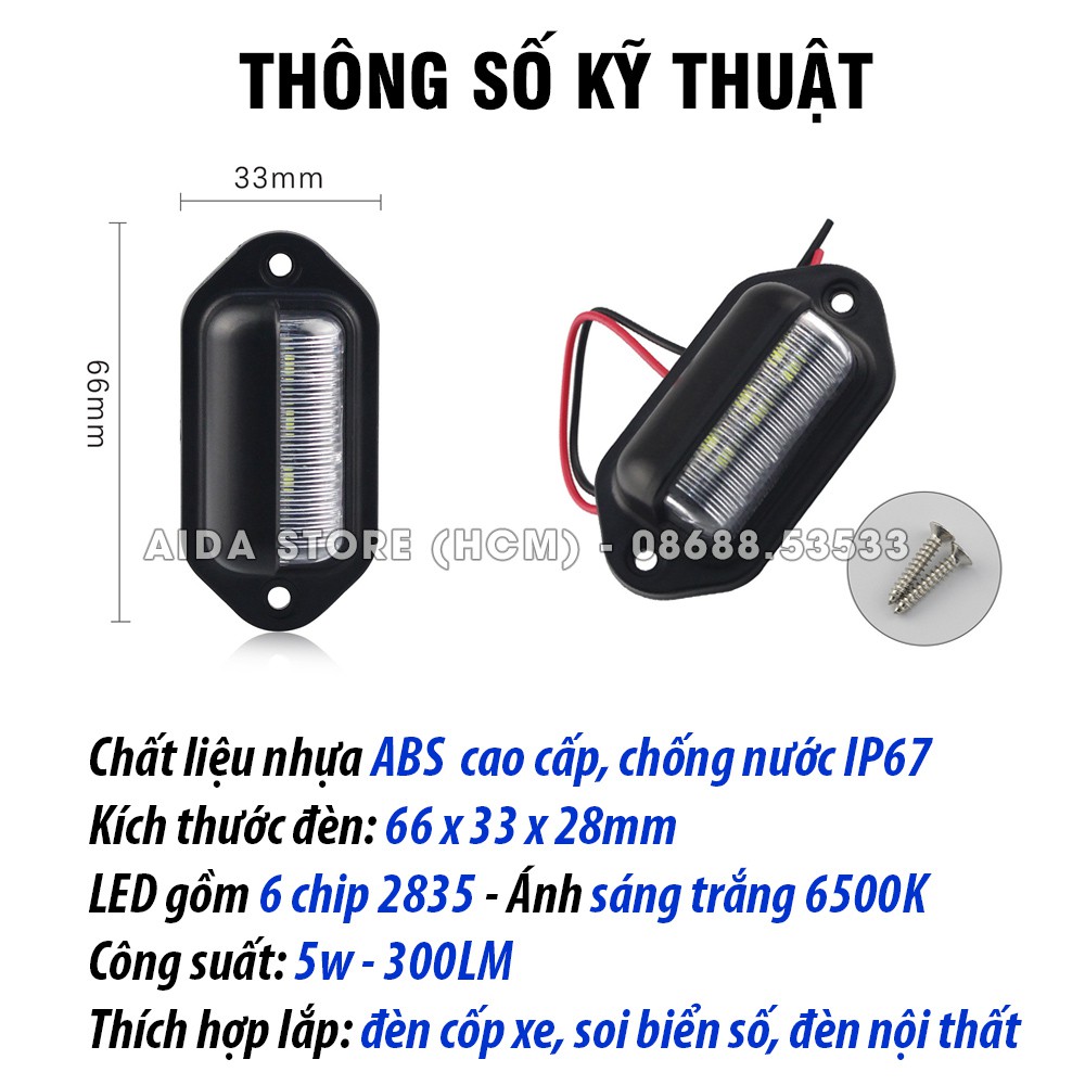 Đèn LED chiếu hắt, chiếu cốp, sườn, biển số, nội thất xe máy, ô tô - DC 12v