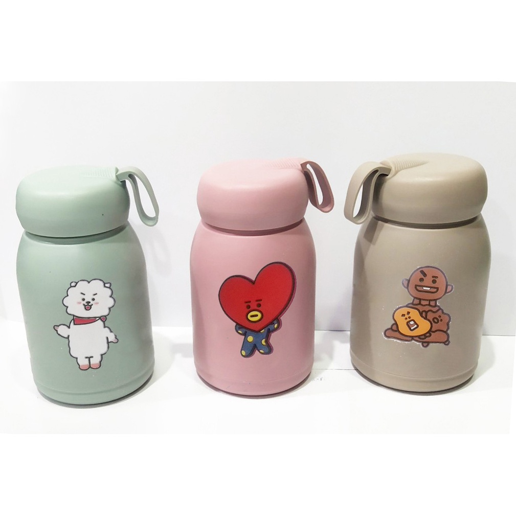 Bình nước pastel army BSNI1 300ml giữ nhiệt thuỷ tinh bọc nhựa bình đựng sữa chai đựng súp