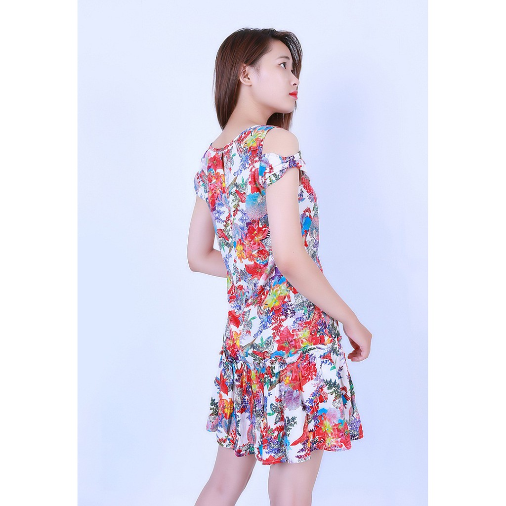 Váy lanh Vicci TVN004 dáng đuôi cá phối họa tiết