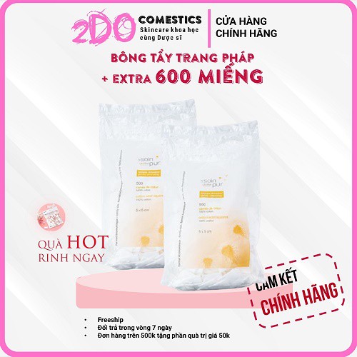 Bông tẩy trang tetra 600 miếng, 500 miếng Pháp nội địa thấm toner le Soin pur cotton  vuông cao cấp mềm mịn bịch lớn 2Do