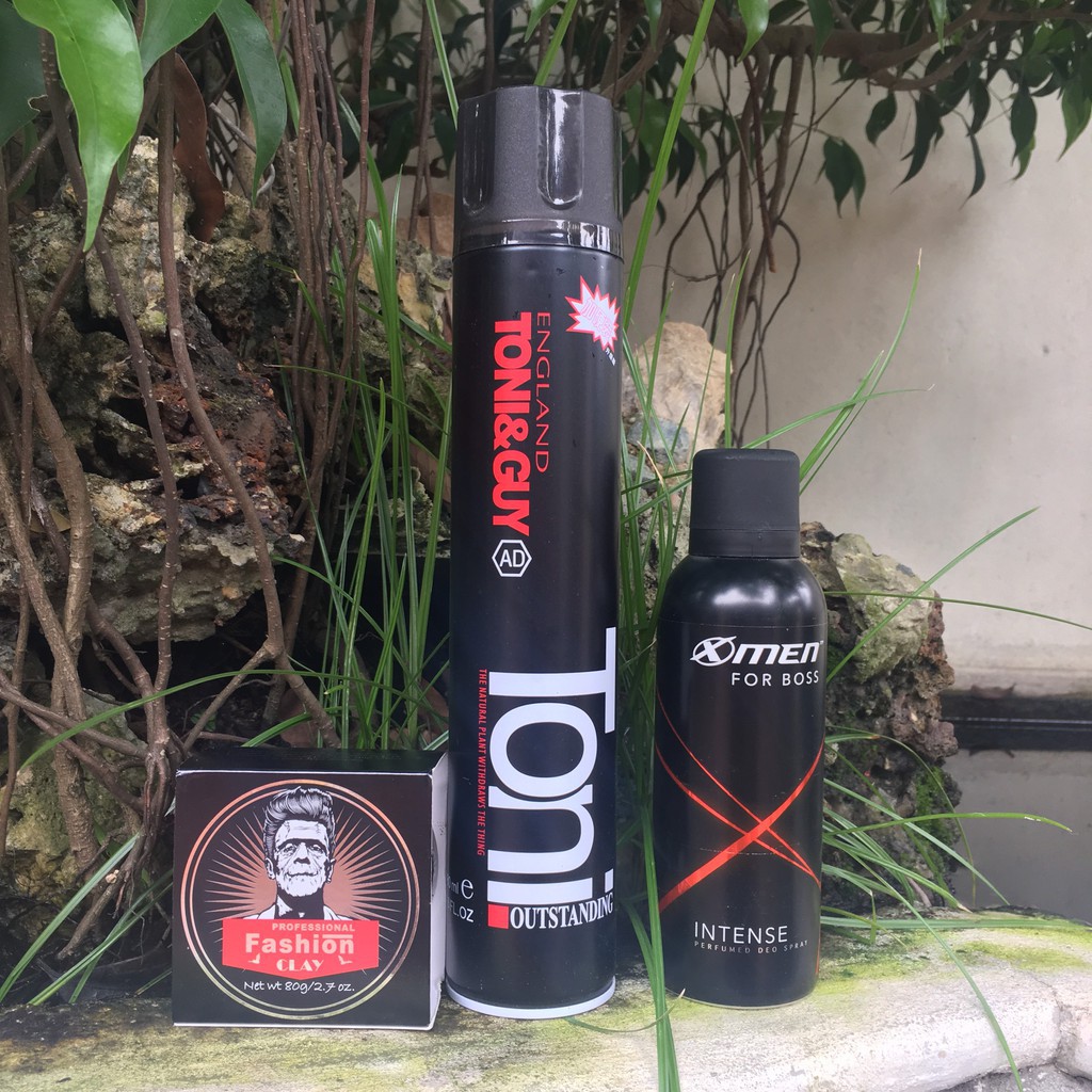 COMBO Gôm xịt tóc TONY&GUY + xịt khử mùi toàn thân X-Men For Boss Perfumed Deo Spray + SÁP VUỐT TÓC FASHION CLAY