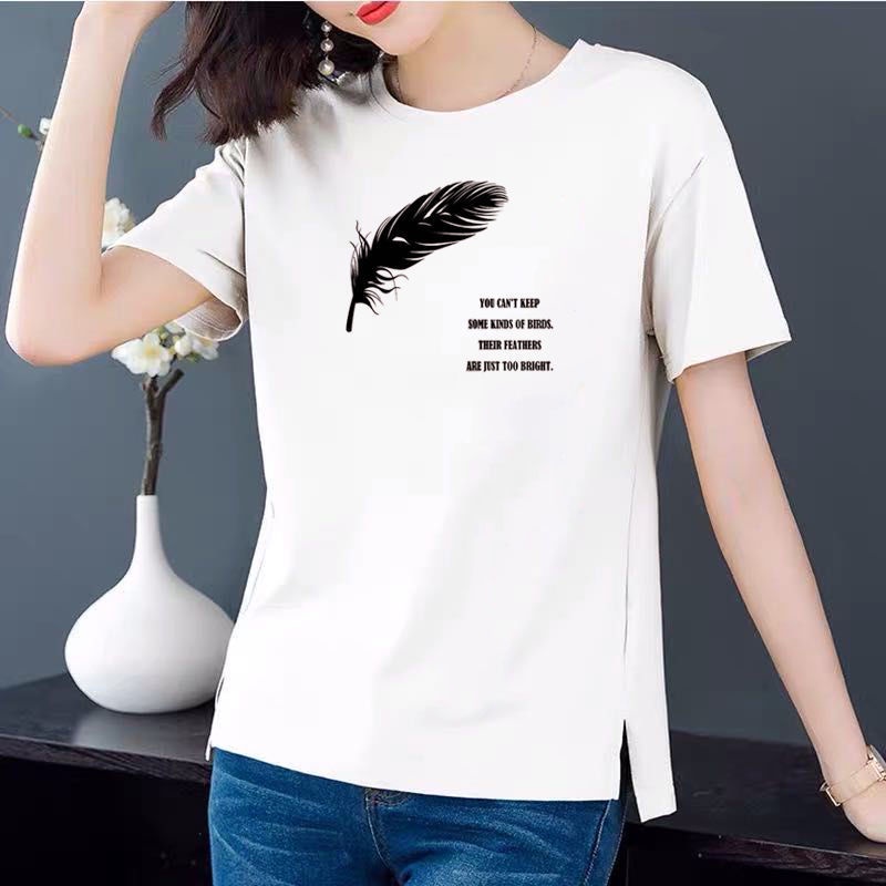 Thời Trang Áo Thun Tay Ngắn Dáng Rộng Chất Liệu Cotton In Họa Tiết Độc Đáo Cho Nữ