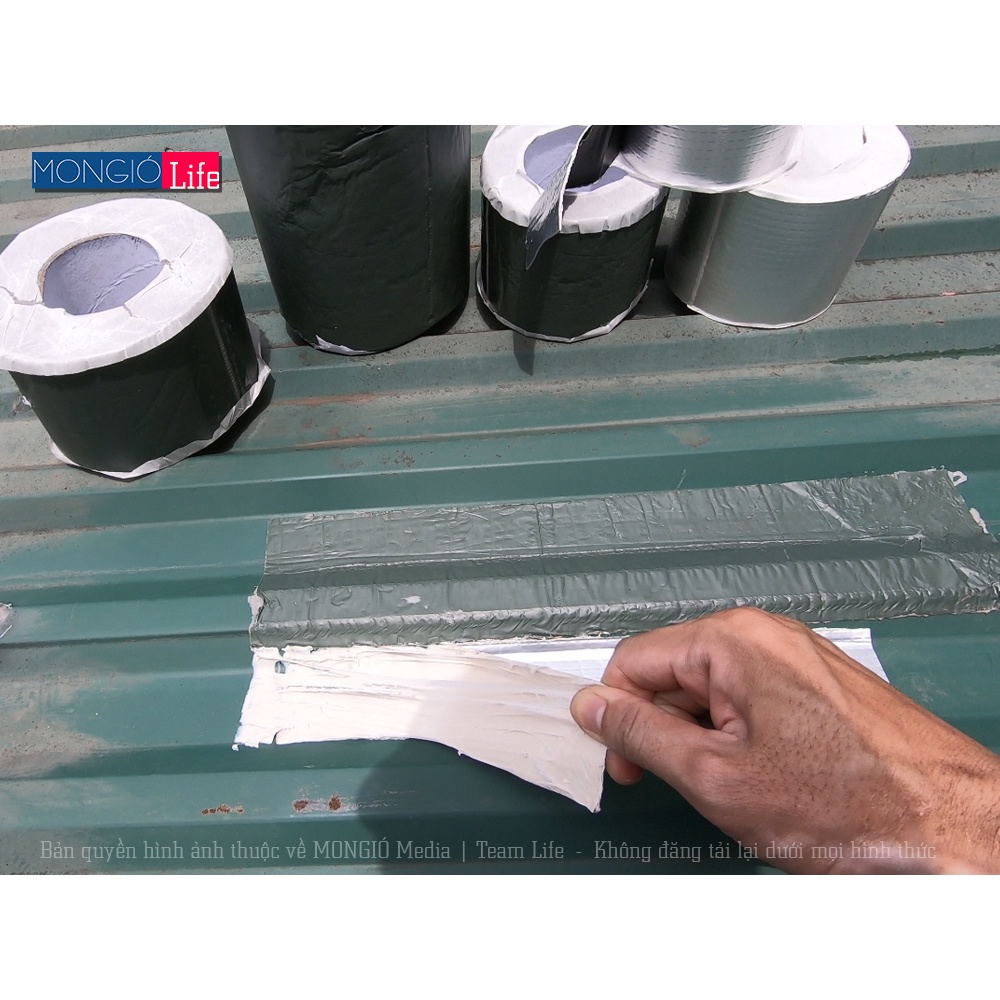 10cm*5m - Băng keo dán vá màng bạt HDPE, dán mái tôn, vật liệu gia dụng, chống thấm nước