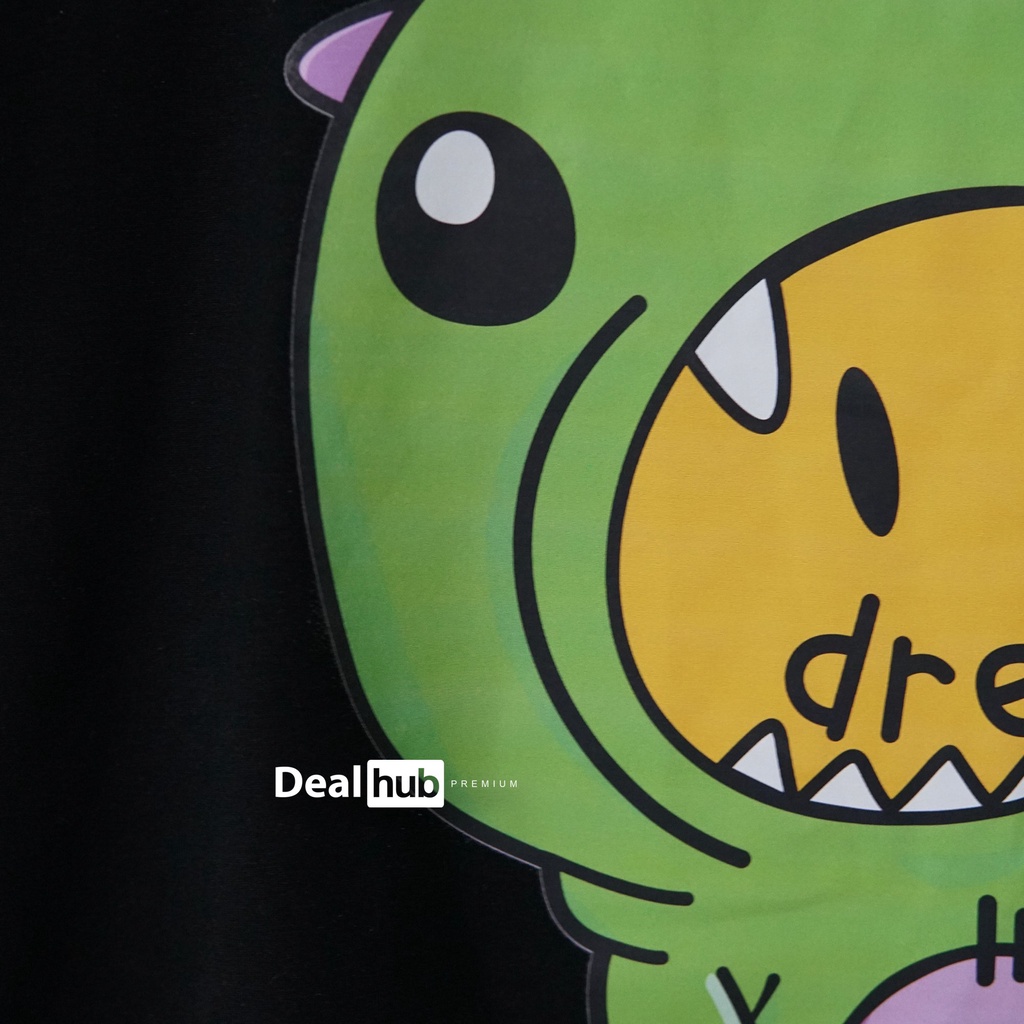 Áo thun Drew Cartoon Dinosaur Black -  Full Tem tag