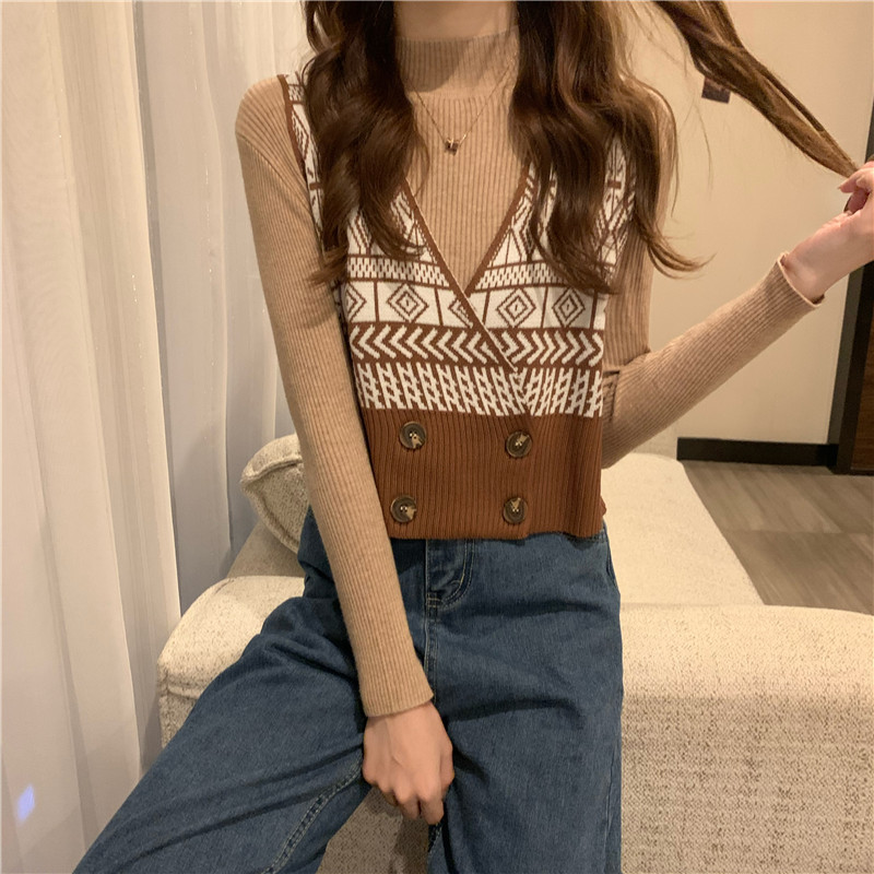Áo khoác sát nách hai hàng nút kiểu vintage thời trang cho nữ