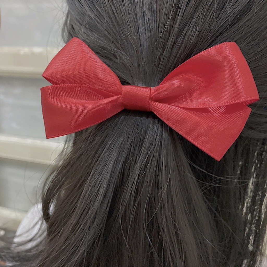 [Handmade] Kẹp tóc nơ nhỏ vải satin xinh xắn dễ thương phong cách Hàn Quốc nhiều màu sắc