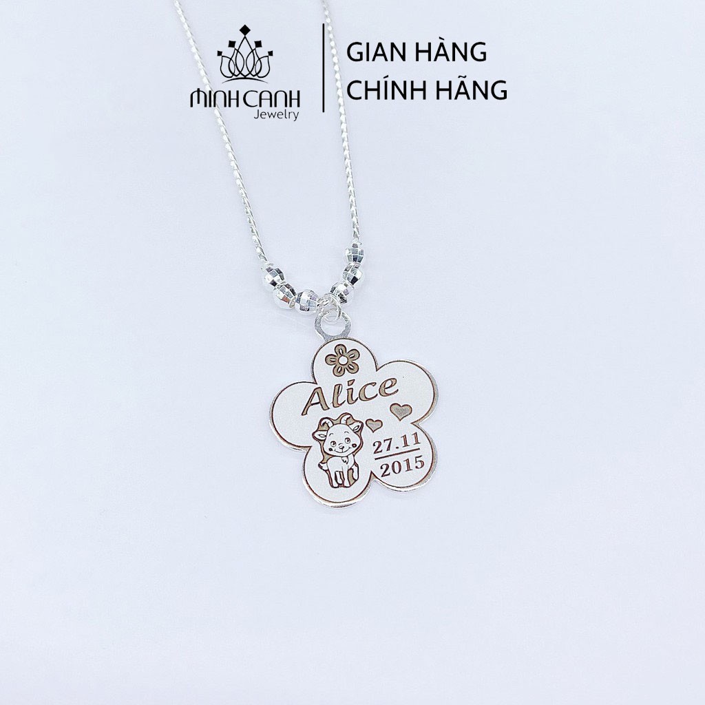 Dây Chuyền Bạc Khắc Tên Dây Trơn Mix Bi Cho Bé Gái - Minh Canh Jewelry