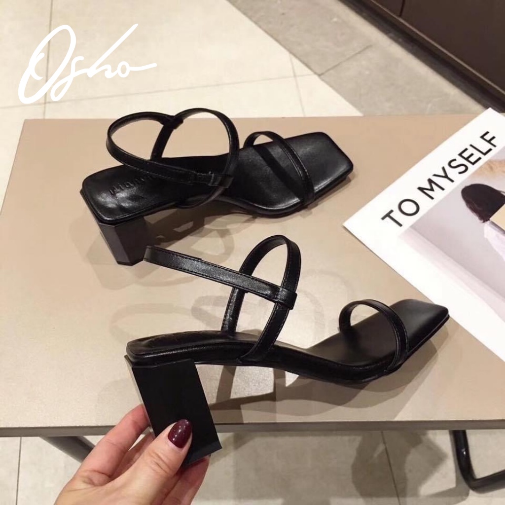 Sandal Cao Gót Nữ OSHO Thiết Kế Quai Mảnh, Gót Vuông Mũi Vuông, Thời Thượng Cao Cấp 2888-2