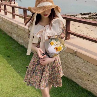 Váy hoa voan lụa phối organza