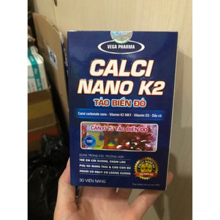 Thực phẩm bảo vệ sức khỏe .CALCI NANO K2 tảo biển đỏ lọ 30viên