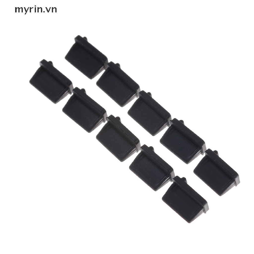 Set 10 Nút Cao Su Bịt Ổ Cắm USB Chống Bụi Hình Chữ A Màu Đen