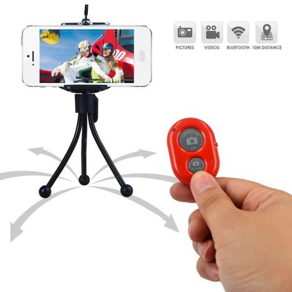 Nút chụp hình bluetooth từ xa trên gậy 3 chân có pin